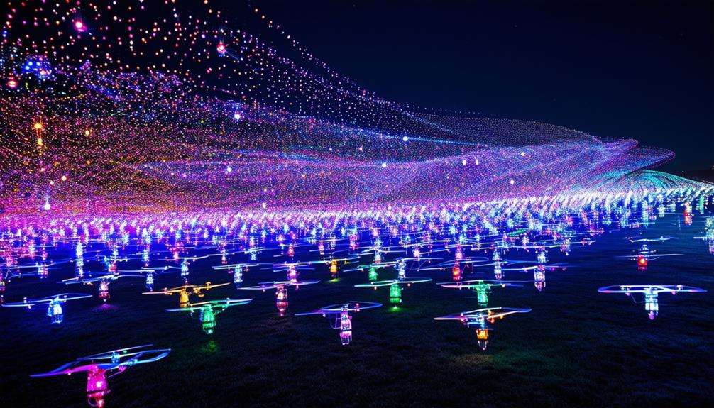 synchronized aerial light displays